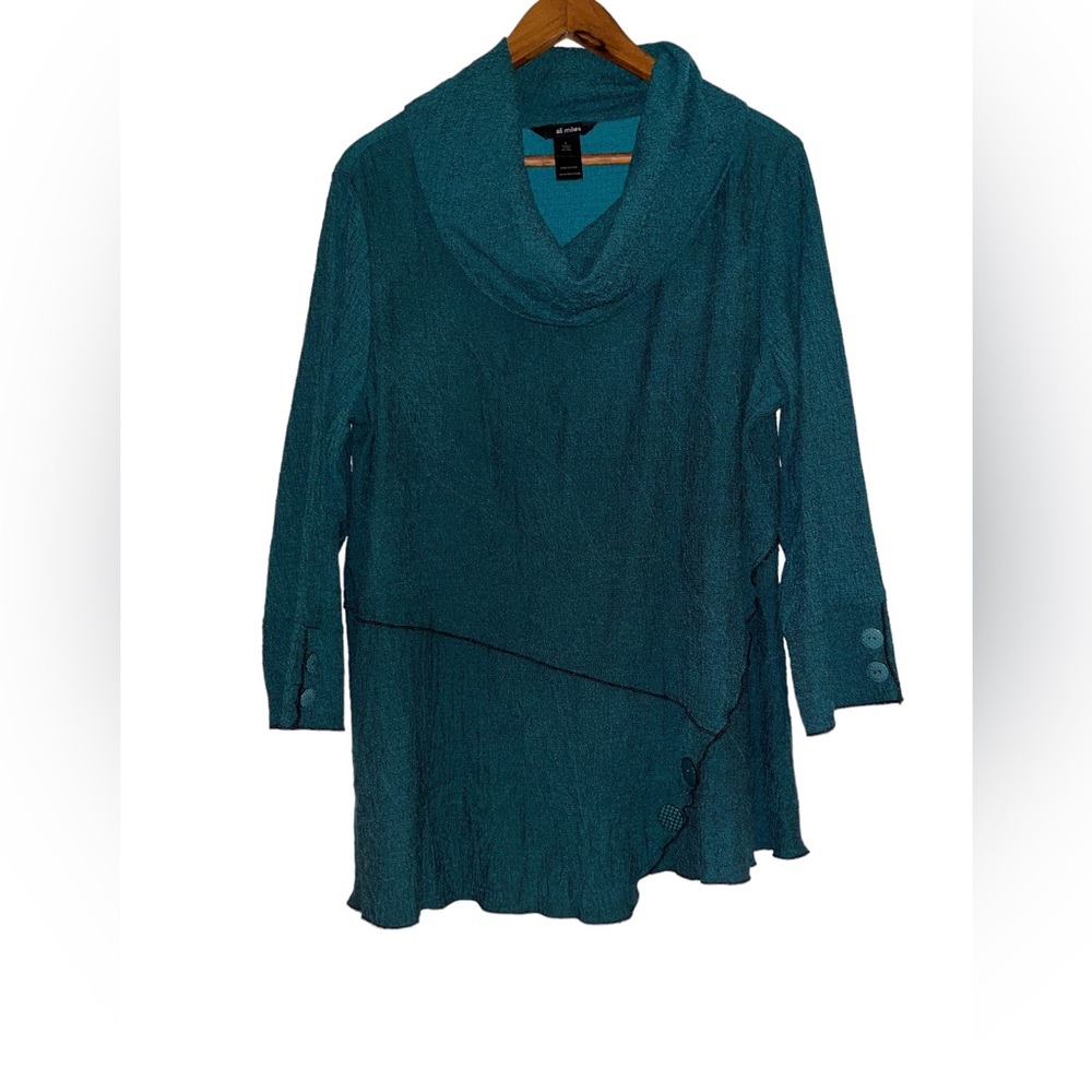 Ali Miles textured mock neck tunic
